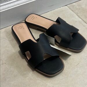 A New Day Black Bow Slide Sandals